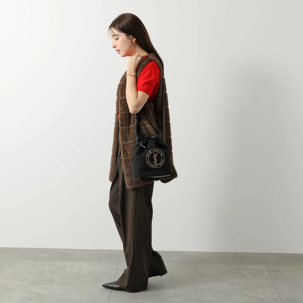 SAINT LAURENT shoulder bag Cassandra embroidery crossbody Nero Black